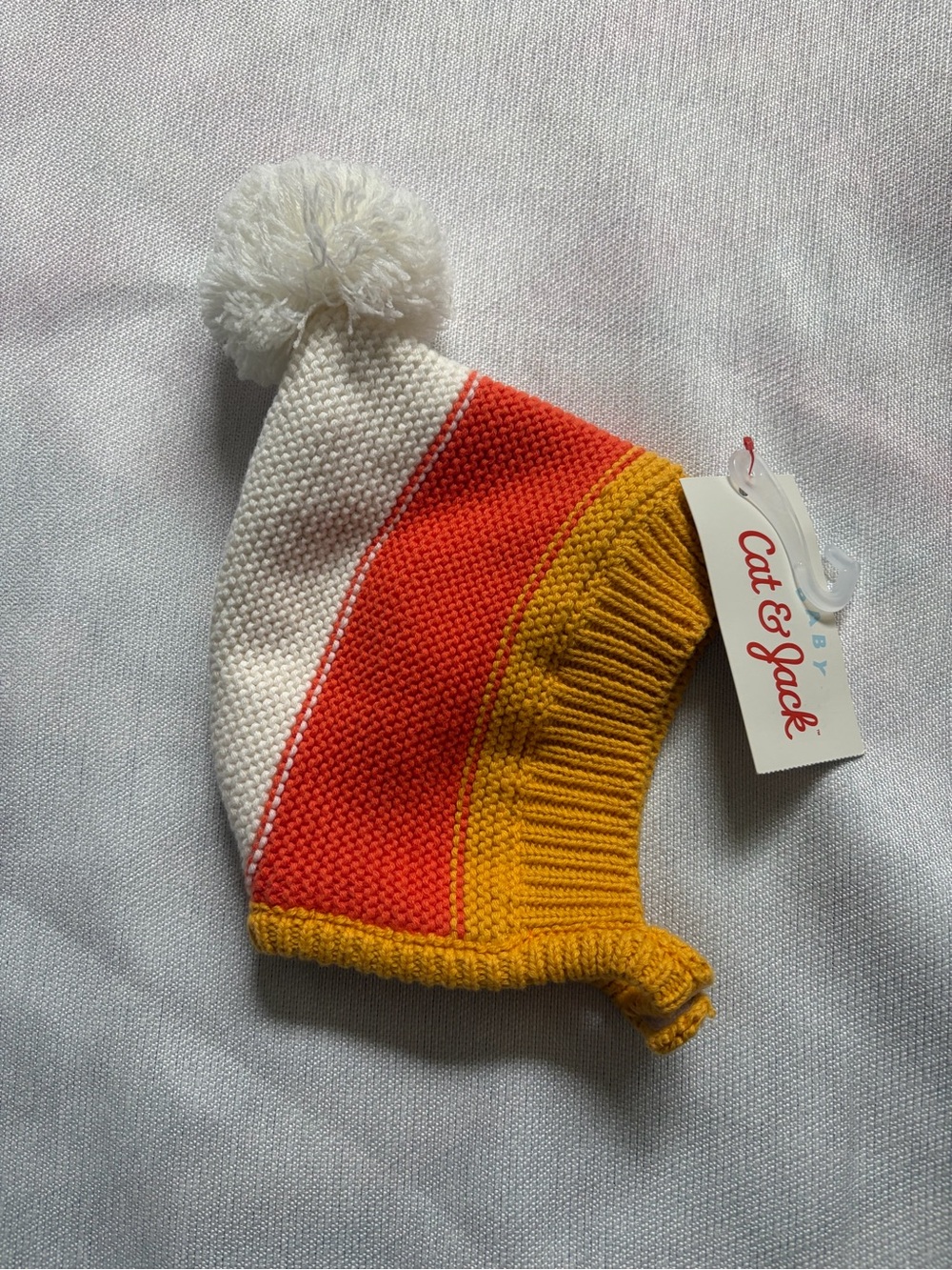 Cat & Jack Baby Candy Corn Knit Pom Hat NWT